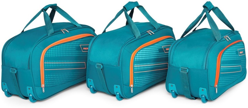 Priority ARC Set of 3 Aqua Blue Polyester 2 Wheel Duffle Bag, Aqua Blue, 55  cms, ARC