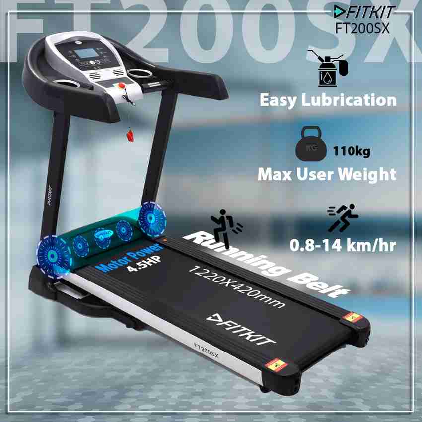 FITKIT by Cultsport FT200SX Motorized with Auto Inclination Diet Plan and Installation Services Treadmill