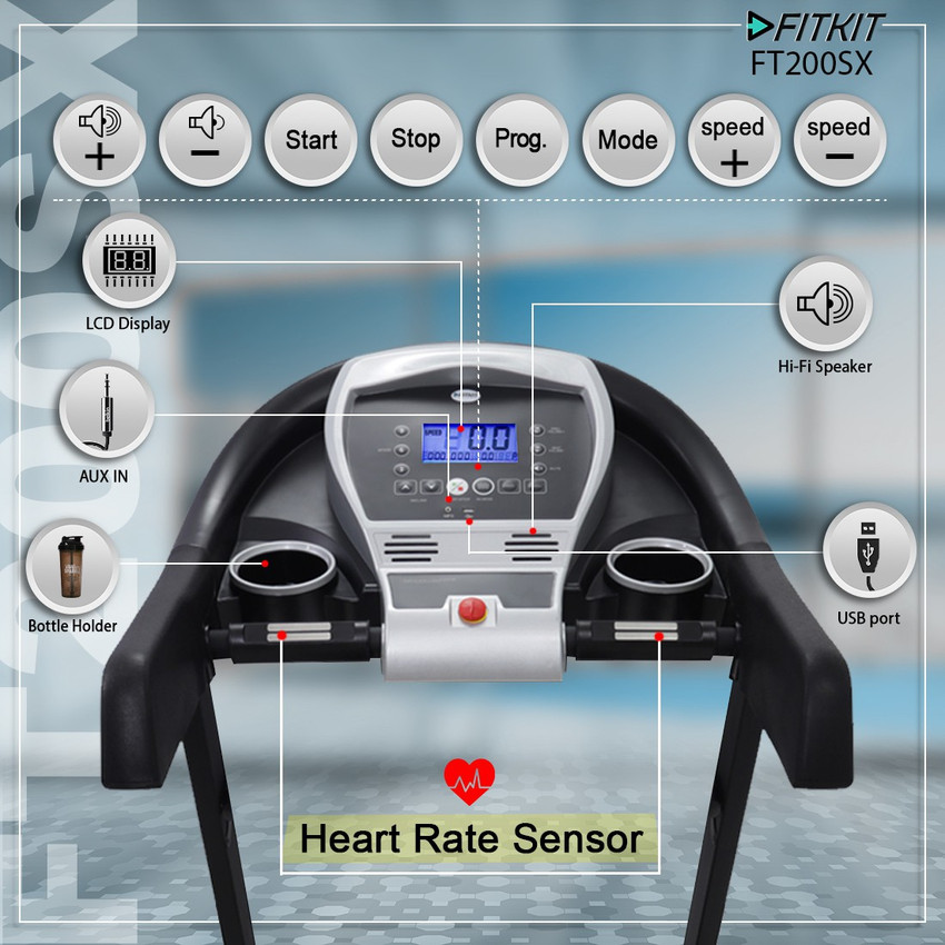 FITKIT by Cultsport FT200SX Motorized with Auto Inclination Diet Plan and Installation Services Treadmill