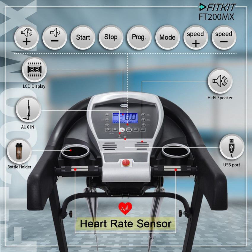 FITKIT by Cultsport FT200MX Motorized with Auto Inclination Diet Plan and Installation Services Treadmill