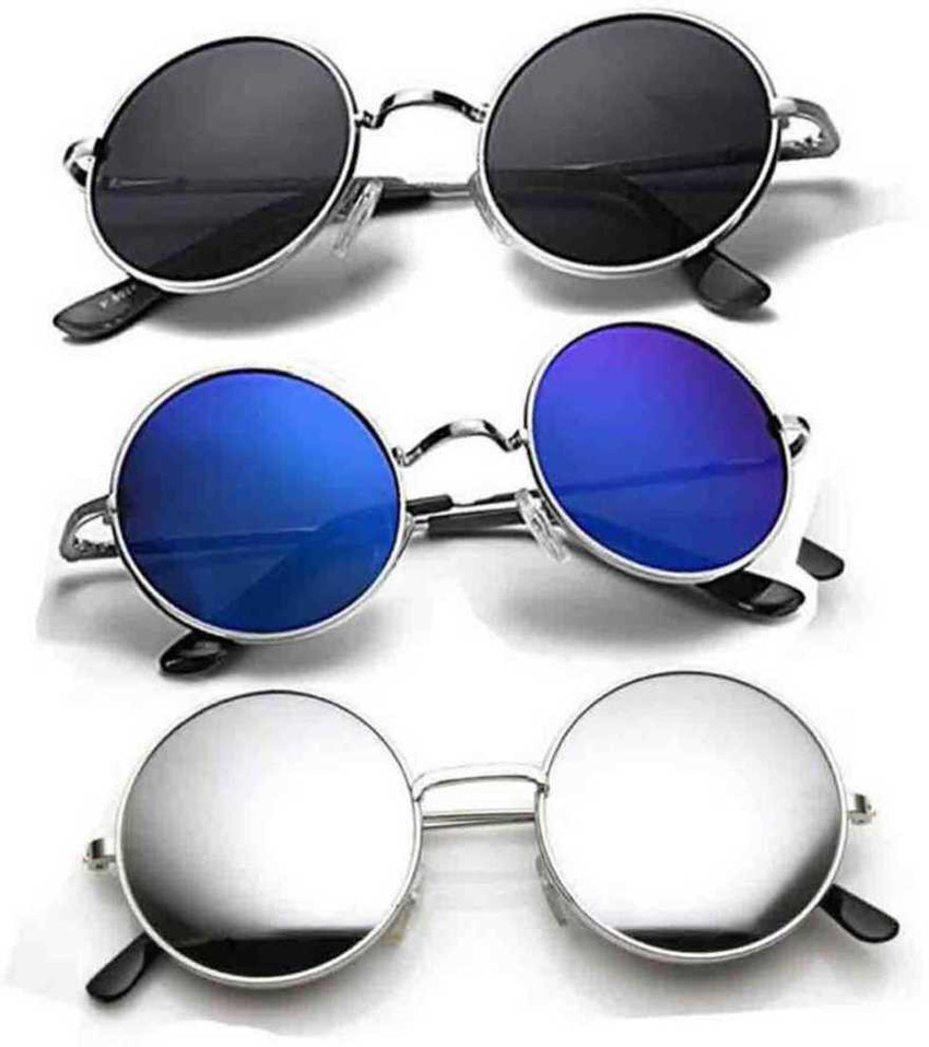 Buy Kanishka Round Sunglasses Black Silver Blue For Boys Girls