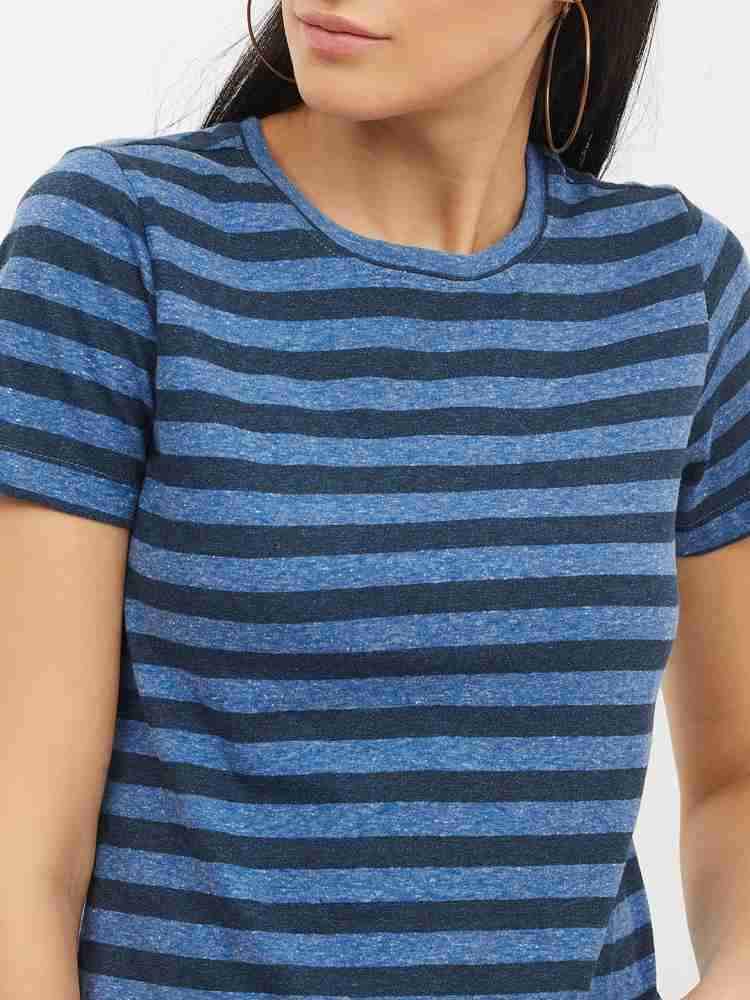 HARPA Striped Women Round Neck Blue T-Shirt - Buy HARPA Striped Women Round  Neck Blue T-Shirt Online at Best Prices in India