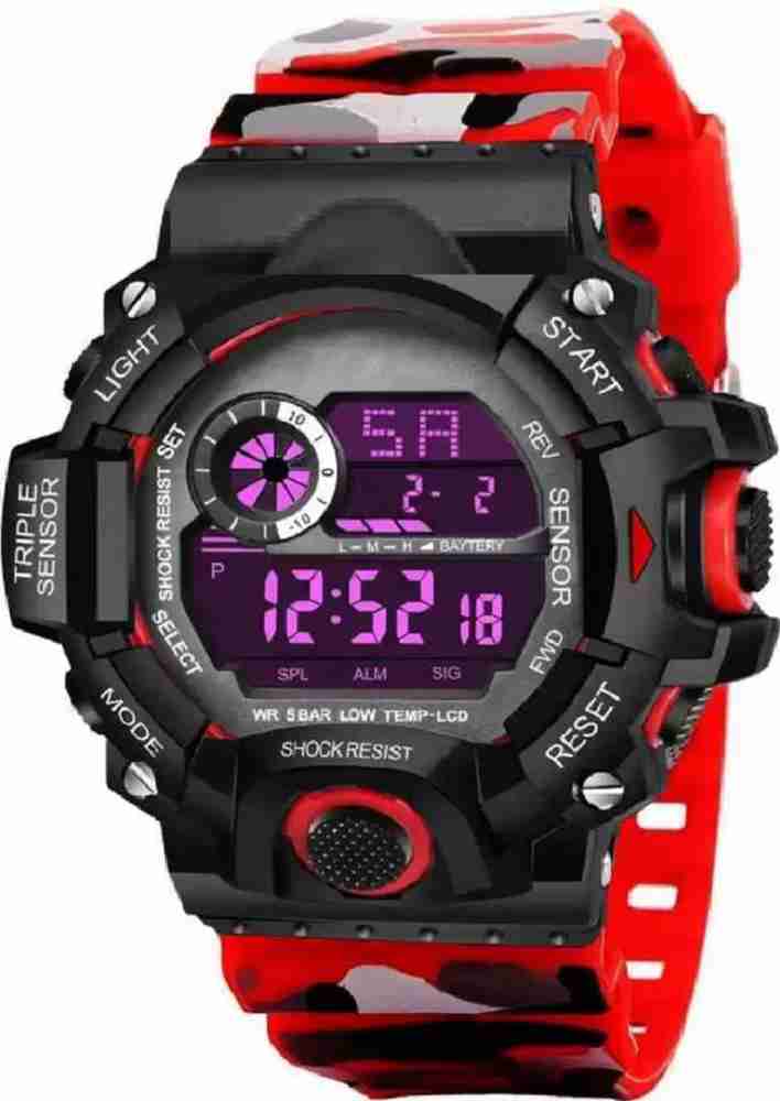 Razyloo 01 SSM Amazing Digital Watch For Men Buy Razyloo 01 SSM Amazing Digital Watch For Men Digital Stylish Sports Military Watches Designer Army Red Black Luxury Shade 7 Lights in