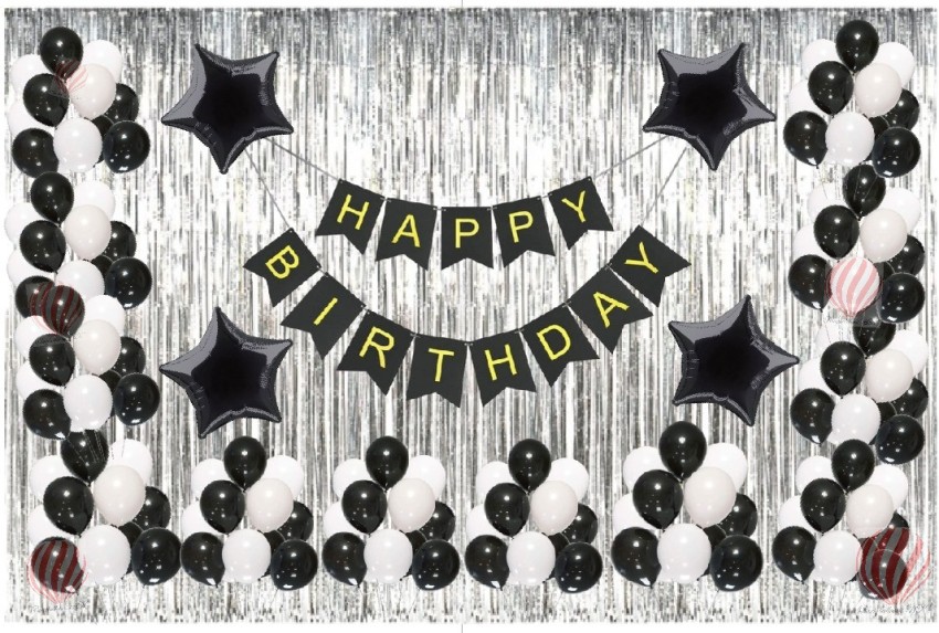 Black and White Party Decorations, Happy Birthday Decorations for