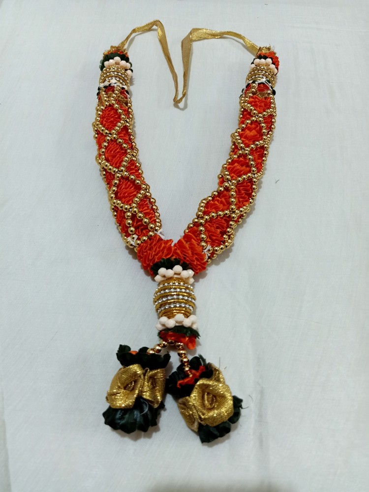 shri sainath enterprises ORANGE WITH GOLD BALL CHAINS GARLAND