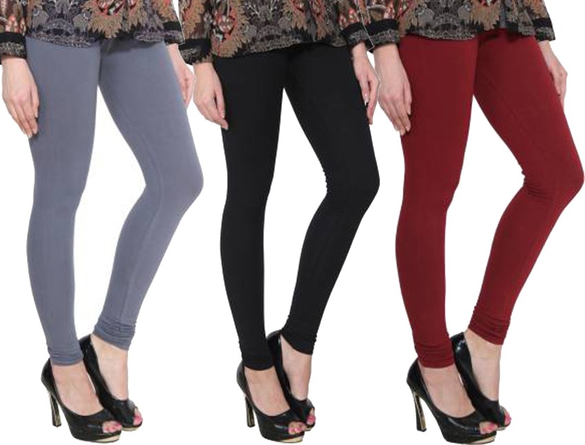 Maroon Solid Cotton Hosiery Churidar Legging