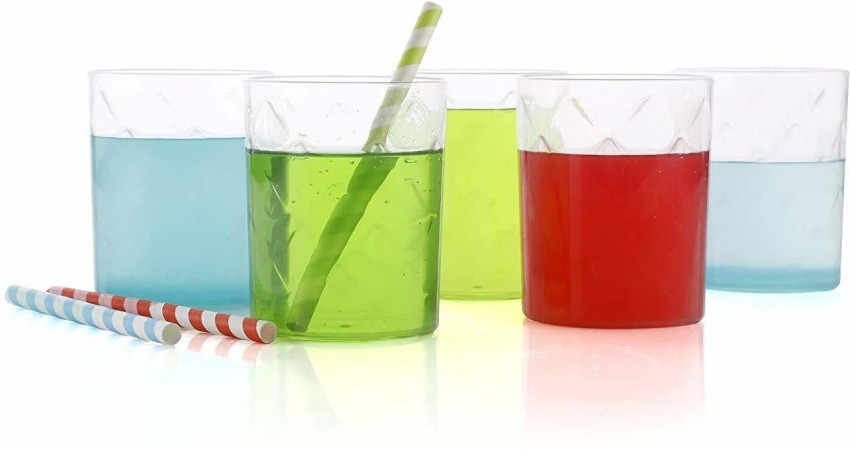 Plastic Unbreakable Stylish Transparent Water Glass/Juice Glass/Saga Magic Glasses  Set- (300 ml)