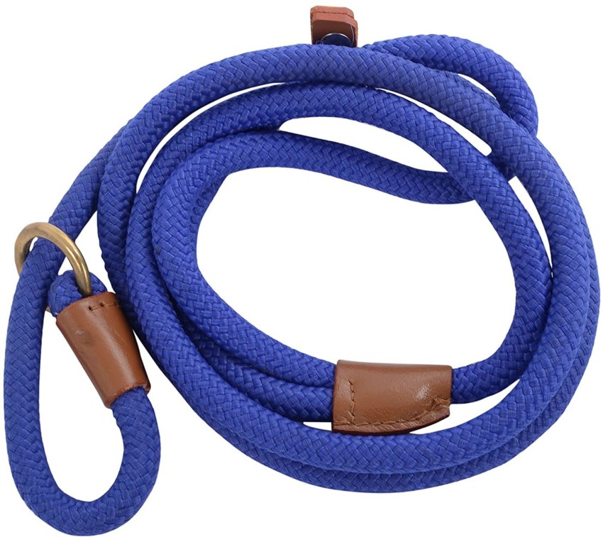 VamaLeathers British Style Slip Leash with Adjustable Stopper - Nylon Rope  with Leather Trimmings - Hand Crafted - Length - 5 Feet (Including Loop),  Thickness - 1 Cm 5 Feet Dog Cord