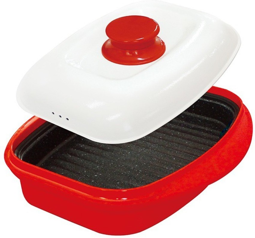 Microhearth Microwave Non Stick Grill Pan Red