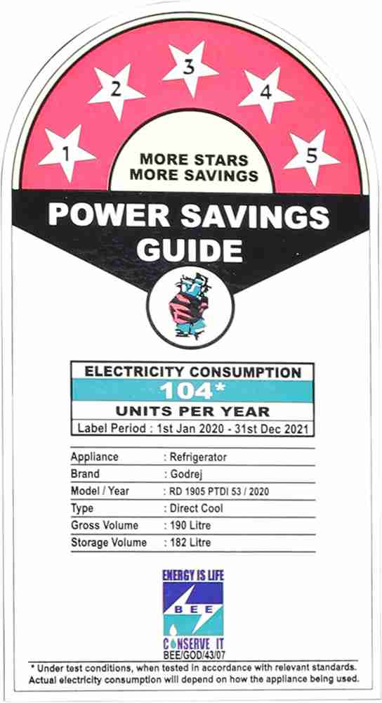 5 star refrigerator store power consumption 2020