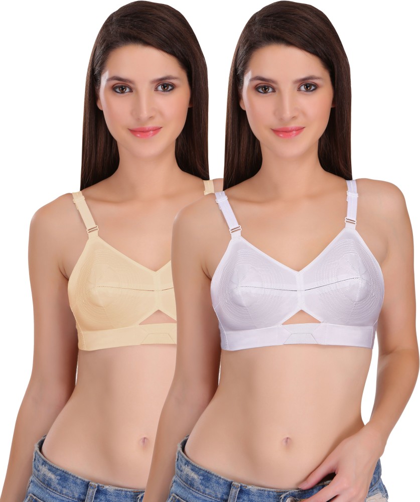 Buy Featherline Women White Solid Pure Cotton Non-Padded Bra (44B
