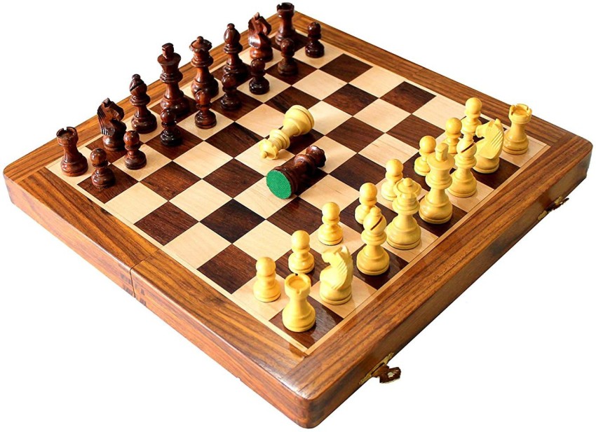 Craftgasmic Folding Magnetic Chess and Pieces, Set Wooden Board Travel  Games 10 inches