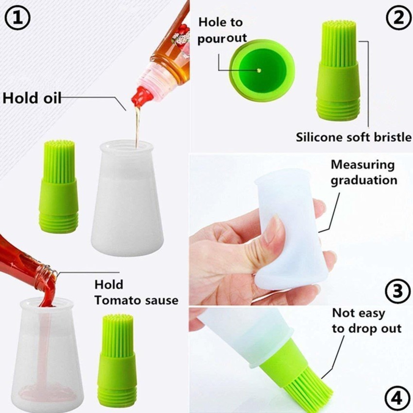 2PCS Oil Bottle Brush Bottle Baster Brush for BBQ Silicone Oil Bottle Brush  Olive Oil Vinegar Salad Dressing Dispenser Bottle