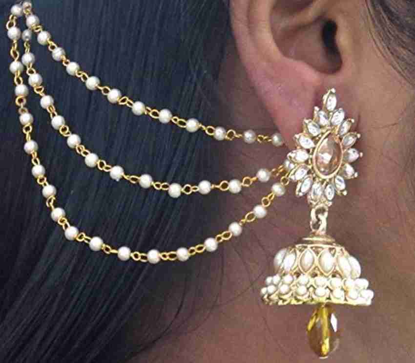 Flipkart Buy Style Gallery Pearl Bahubali Alloy Gold Hair Chain Earrings Kanchain Pearl Alloy Cuff Earring Online at Best Prices in India