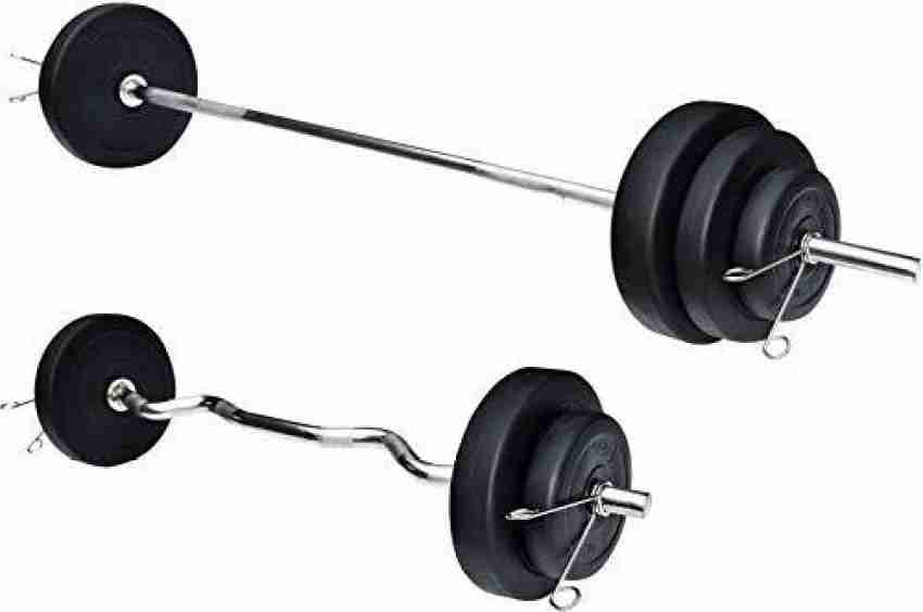 BODYFIT Home Gym Set Combo, Home Gym Kit, Gym Equipments, (15Kg-100 Kg)  with 3Ft Curl,5Ft Straight Rod, Flat Bench,14 inch Dumbbell Rods with  Weight Plates, Exercise Set (50KG Combo Set) : 