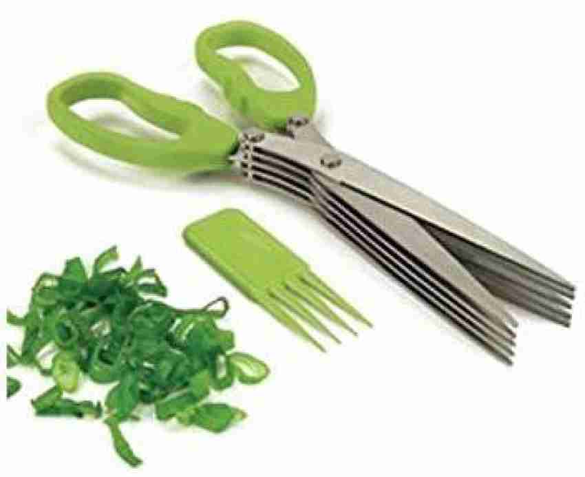 1pc Stainless Steel Kitchen Scissors Five Blades Scissors Green