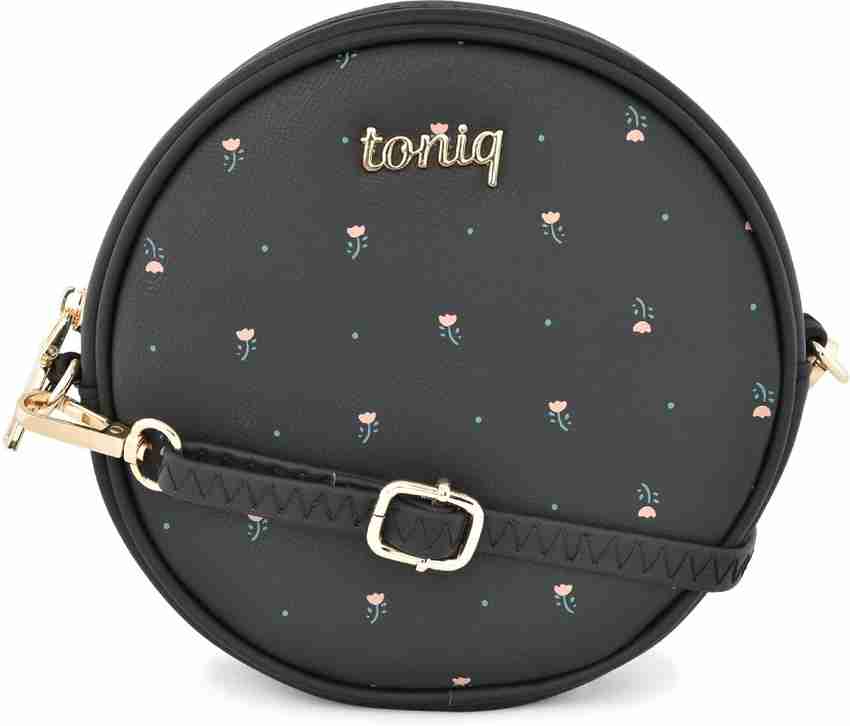 toniQ Black Sling Bag Womens Gardenia Floral Round Black Sling Bag Black Price in India Flipkart