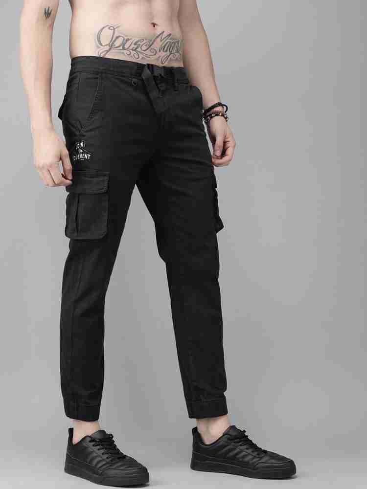 Buy Roadster Men Black Sustainable Trousers - Trousers for Men 7473353