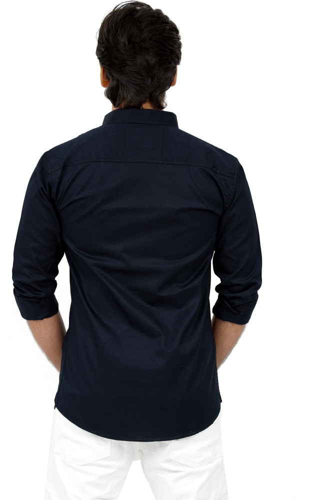 HANDSOME KING Men Solid Casual Blue Shirt - Buy HANDSOME KING Men Solid  Casual Blue Shirt Online at Best Prices in India