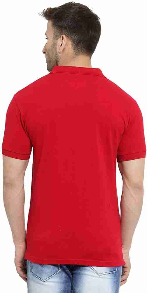 LV Creation Solid Men Polo Neck Red T-Shirt - Buy LV Creation