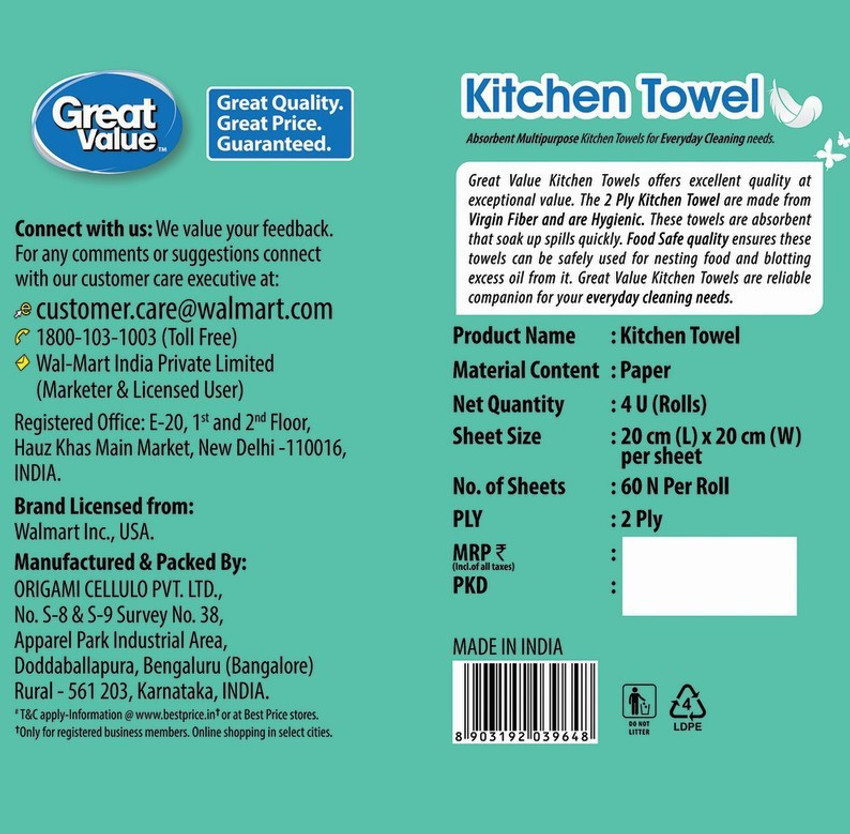 Great value deals paper towels