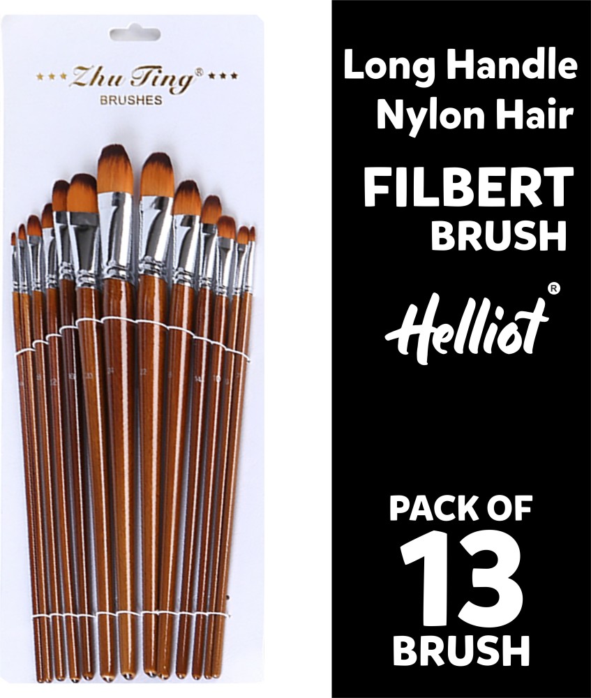  Artist Brushes Filbert Brush Set for Acrylic Oil Gouche and  Watercolor Painting Wooden Handle 6Pcs (Green)