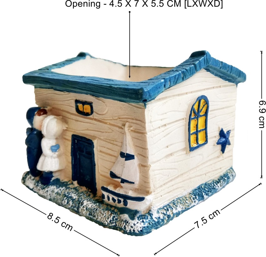 Homesutraa Resin House Shaped Small Mini Cute Fancy Decorative Pot