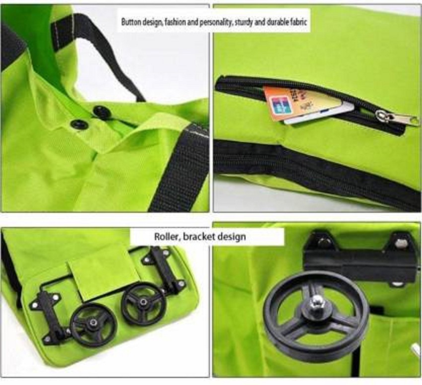 KSTARENTERPRISE Foldable Shopping Trolley Bag for Vegetables and Grocery  with Wheels Multicolor - Price in India