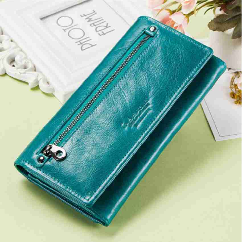 Teal Leatherette Keychain Wallet