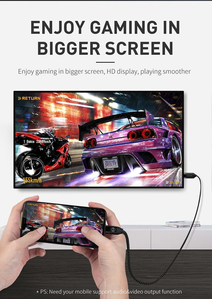 Mcdodo HDMI Cable 2 m USB C to HDMI 10Gbps 4K by 60Hz 6.56Ft