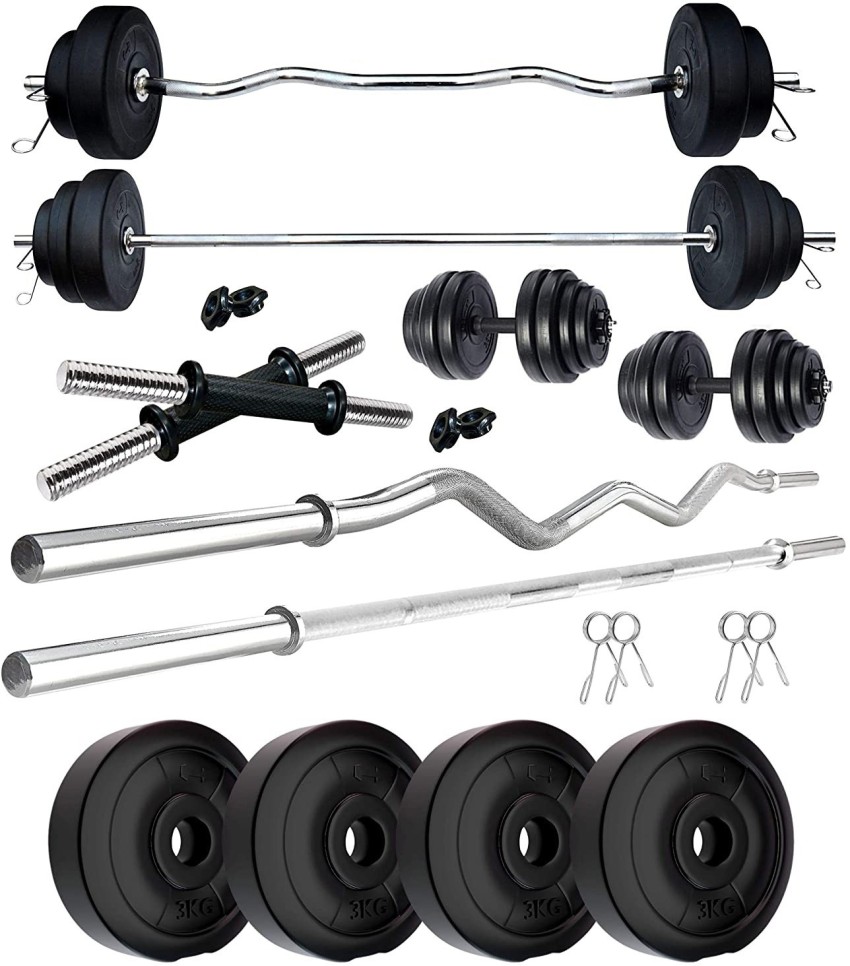 Gym Equipment for Home 8 kg (2 kg x 4) PVC, 14 inches Dumbbell Rod Set,  Exercise & Fitness Home Gym Workout Gym Accessories Combo for Men and Women