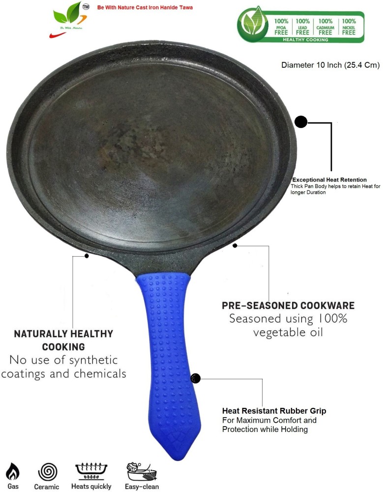 Heat resistant handle Cast Iron Appam Pan/ maker/ appachatty/kadai [ Pre  Seasoned / 8.0 inch / 1.4 KG ]