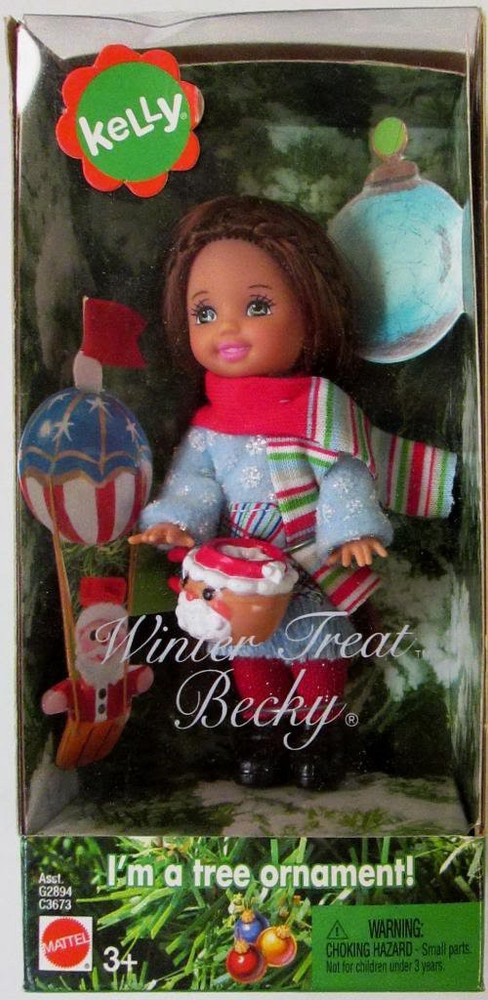 MATTEL Barbie Kelly Winter Treat BECKY Doll Tree Ornament 2004