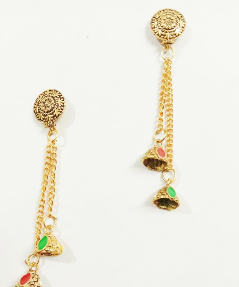 Flipkartcom  Buy PBM CREATIONS IMPON JHUMIKI Gold Plated Covering 5 Metal  5 pon AD CZ stone Jhumki KAMMAL Copper Jhumki Earring Online at Best Prices  in India