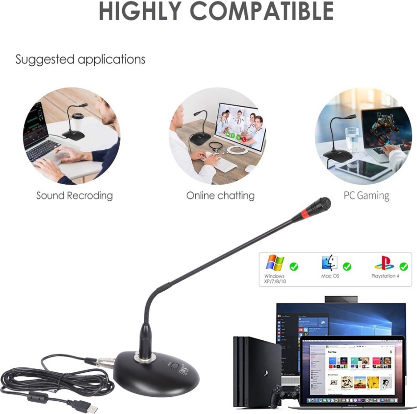 Computer Microphone 3.5mm Desktop Pc Microphones With 360 Gooseneck,  Omnidirectional Mic For Plug & Play