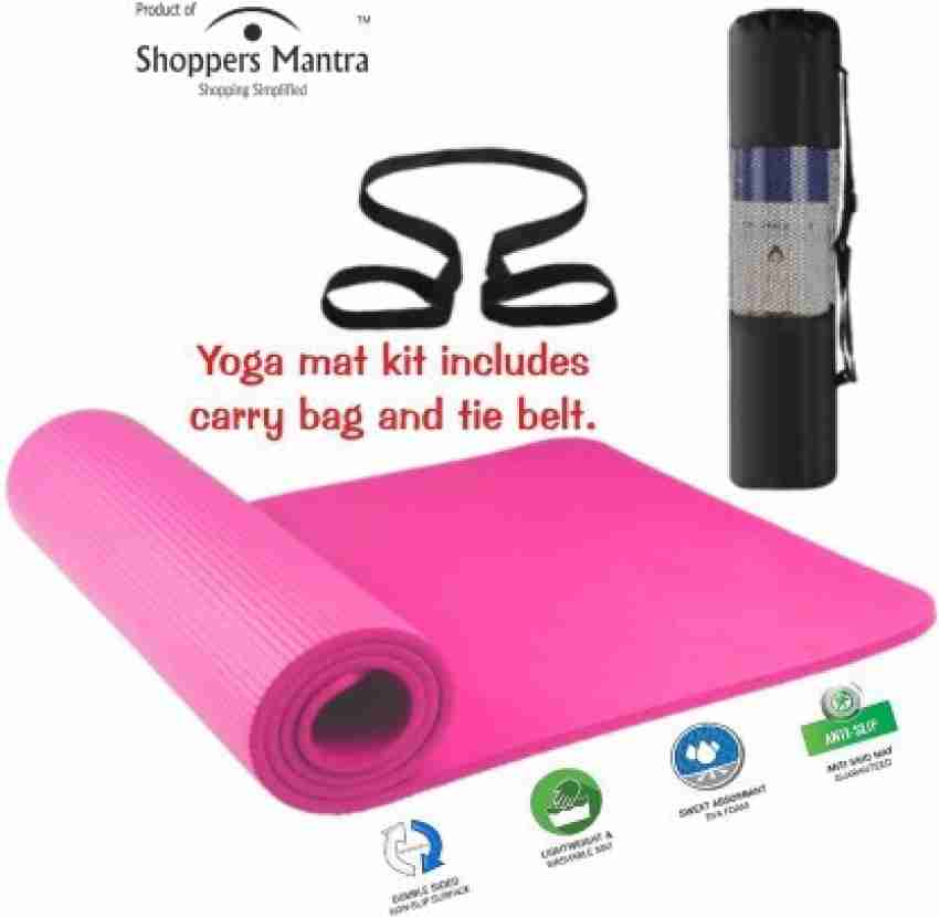 Shoppers Mantra Yoga Exercise Mat Thick EVA Eco Friendly Non Slip with  carry bag & tie belt Pink 6 mm Yoga Mat - Buy Shoppers Mantra Yoga Exercise  Mat Thick EVA Eco
