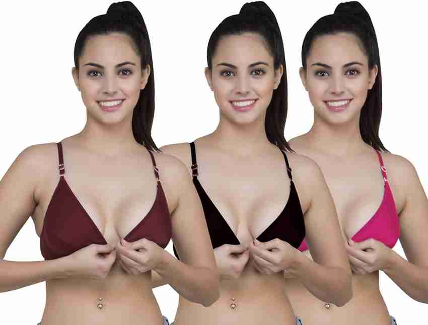 AMOZE FRONT OPEN WITH METALLIC HOOKS IN FRONT Women Push-up Non Padded Bra  - Buy AMOZE FRONT OPEN WITH METALLIC HOOKS IN FRONT Women Push-up Non Padded  Bra Online at Best Prices in India