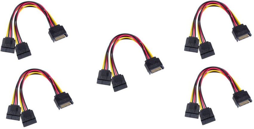 iMBAPrice SSD/SATA Dual Hard Drive Connection Cable Kit (1x Molex 4 Pin to  x2 15 Pin SATA Power Splitter Cable + 1x2 SATA Cables (Data)