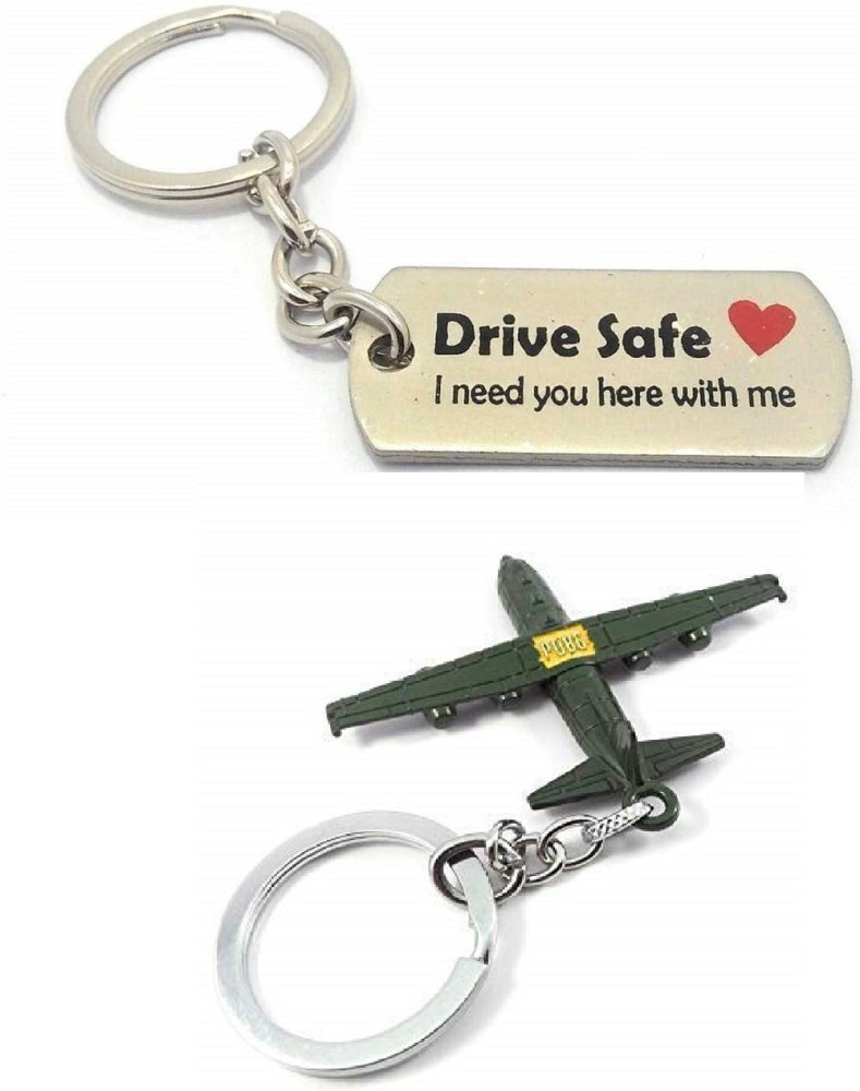 kd collections KD547 - Drive Safe Keychain & PUBG playerunknown's  Battlegrounds Fighter Jet Aircraft Plane Airplane Pendant Metal Green  Keychain Combo Key Chain Price in India - Buy kd collections KD547 