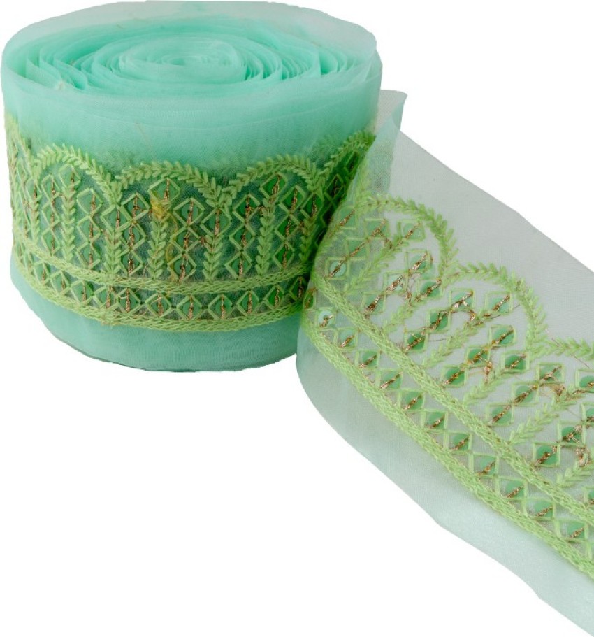 Richa Thin twisted lace border-GREEN Lace Reel Price in India