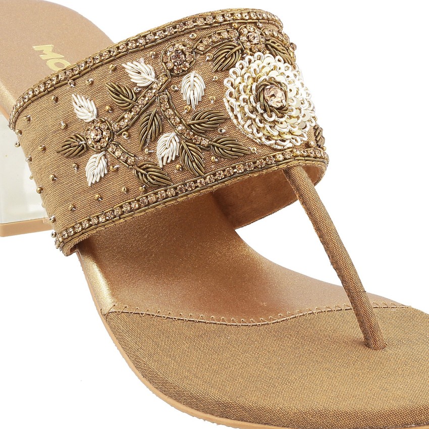 Buy Mochi Women Gold Party Sandals Online