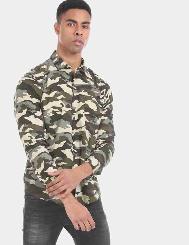 ED HARDY Men Military Camouflage Casual Green Shirt - Buy ED