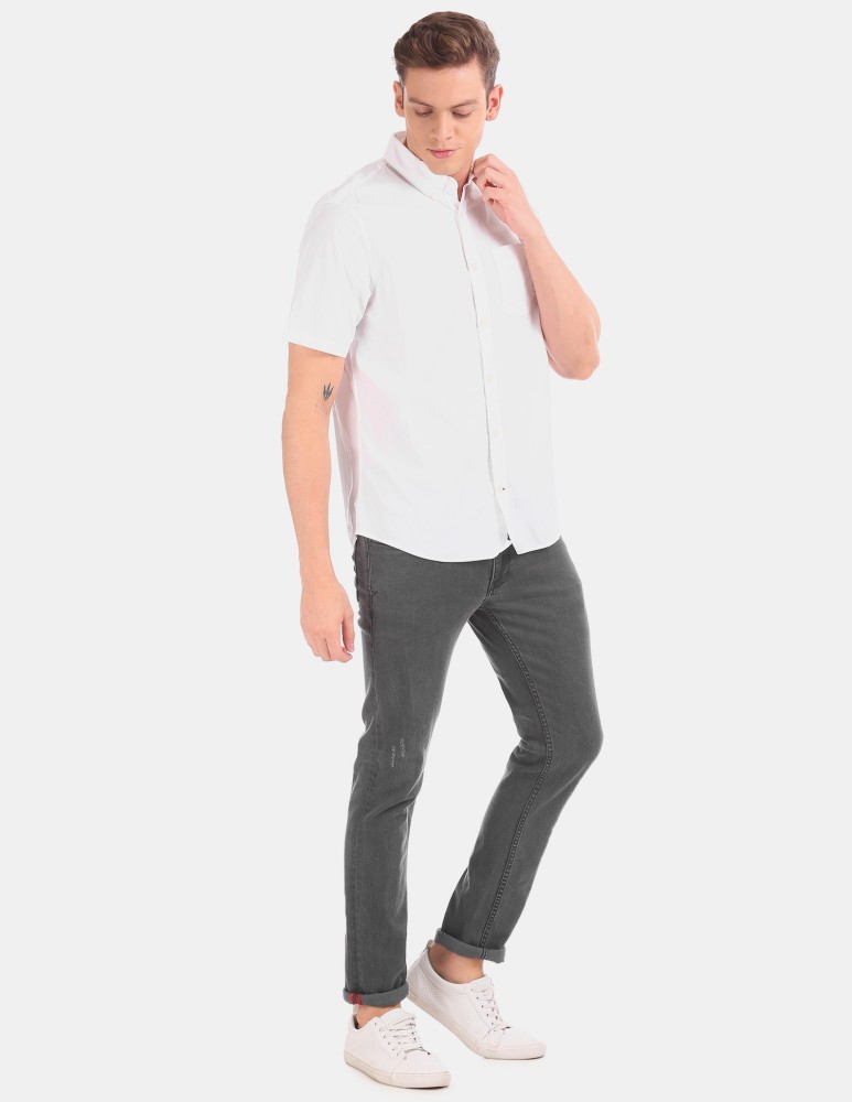 GAP Men Solid Casual White Shirt Buy GAP Men Solid Casual White