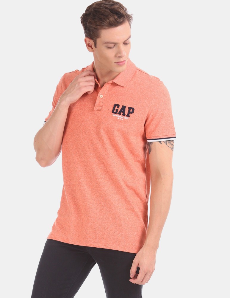 GAP Solid Men Polo Neck Orange T Shirt