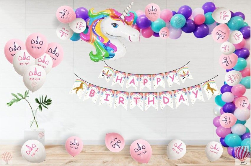PartyballoonsHK Pack of 73 Unicorn Birthday Decorations Set ...