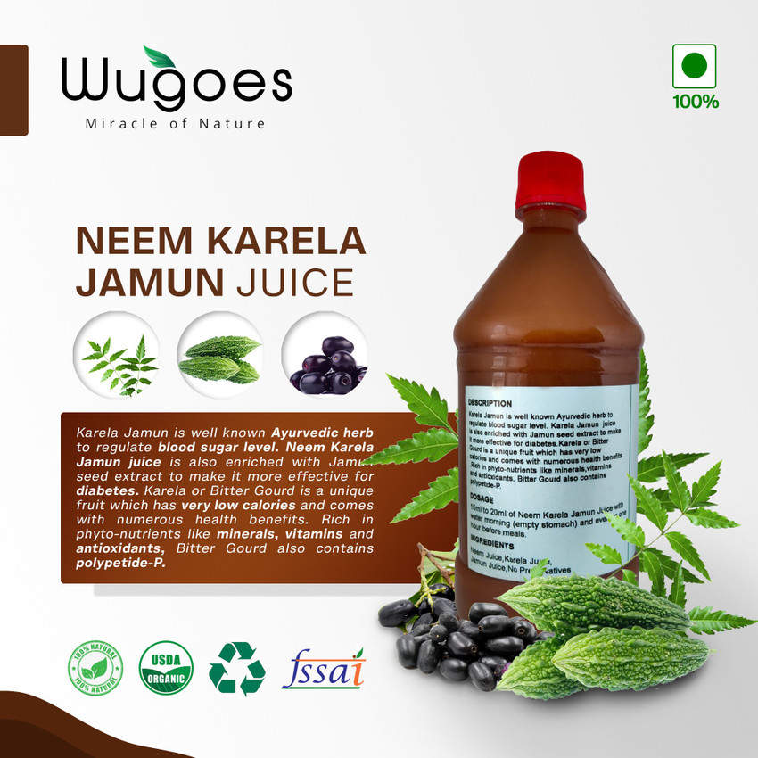 Wugoes Neem Karela Jamun Juice 1L Natural Juice for Helps Maintain Healthy Sugar Price in India Buy Wugoes Neem Karela Jamun Juice 1L Natural Juice for Helps Maintain Healthy