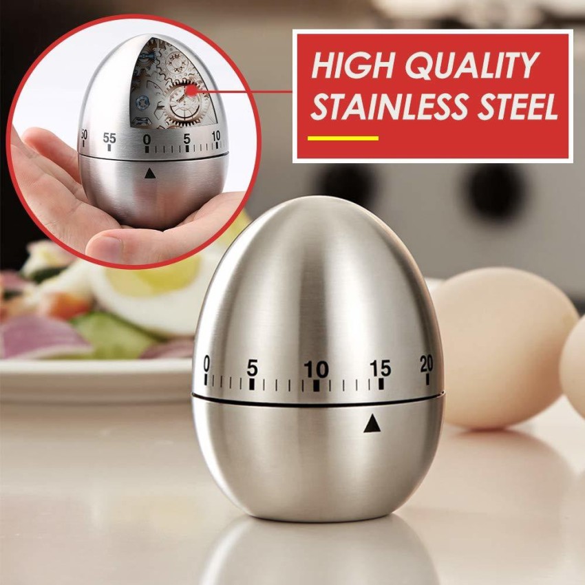Kitchen Timer Stainless Steel Egg Timer 60 Minutes Mechanical