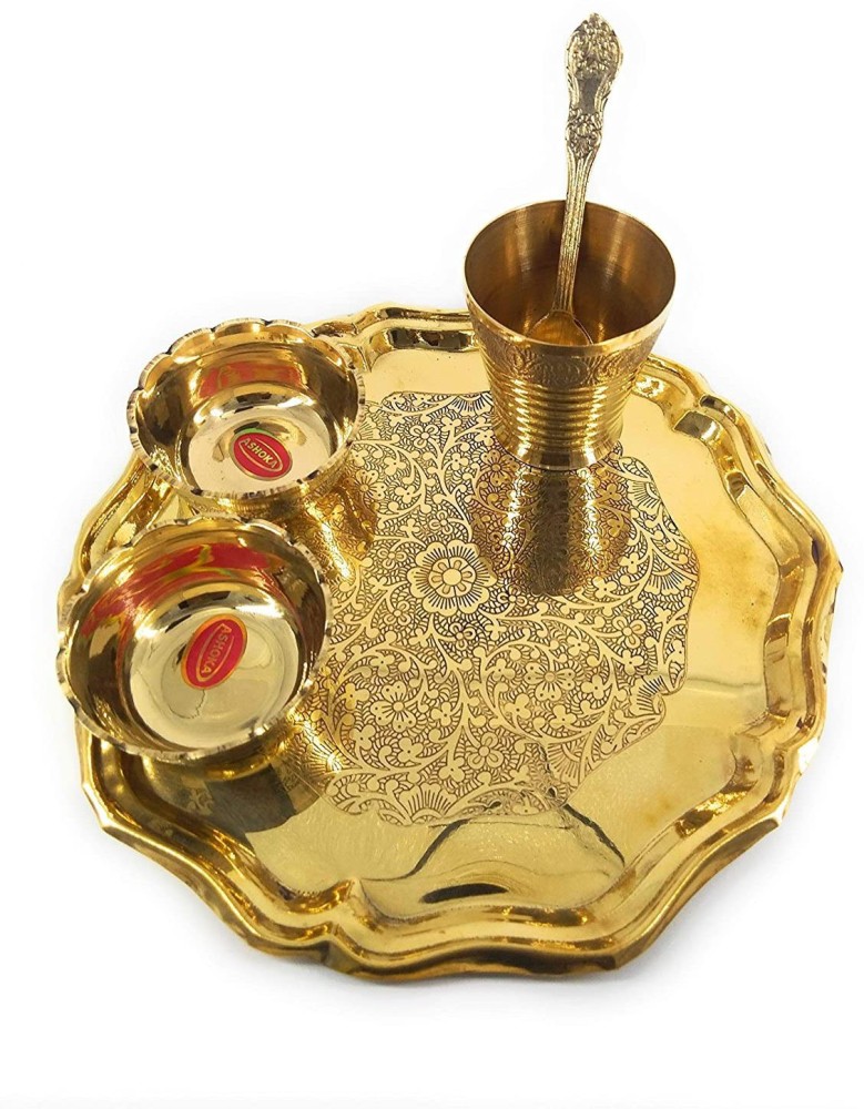 Buy BulkySanta Brass Pooja Thali Set (designer)
