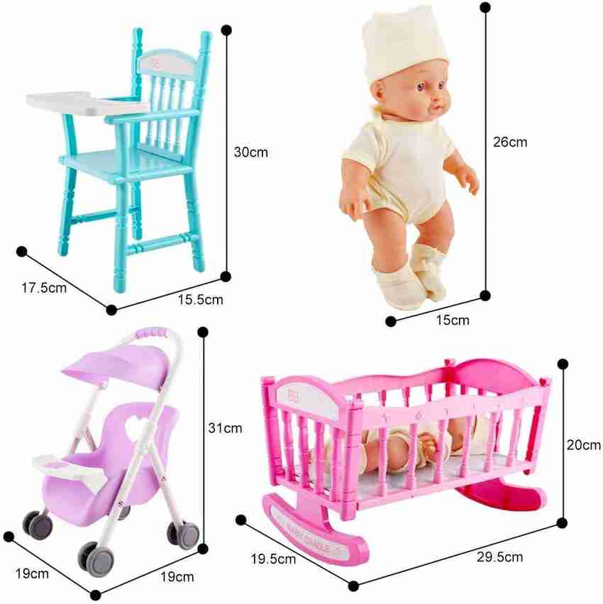 Baby doll bed best sale and highchair set