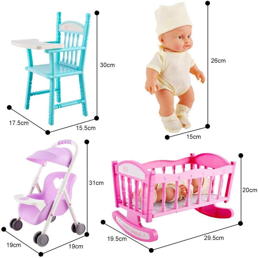 Toywala Play Set Includes Miniature Crib Stroller High Chair